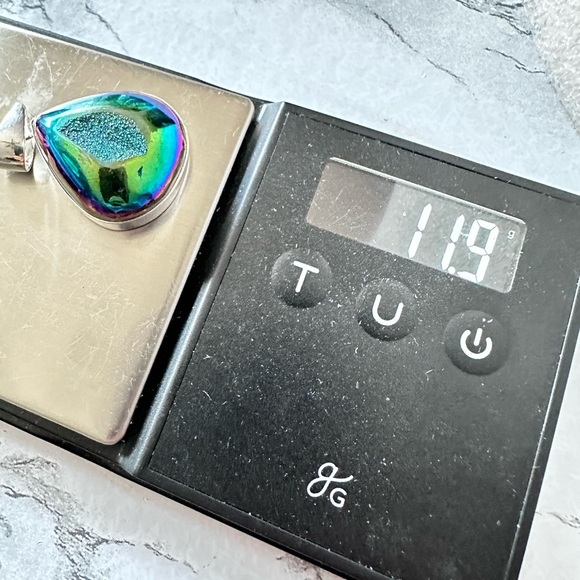 Pendant iridescent rainbow hematite Gemstones Stones Silver Tone 3331 - Picture 10 of 11